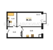 1-комнатная квартира, 36.21кв.м - изображение 1