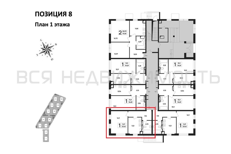 1-комнатная квартира, 37.4кв.м - изображение 1