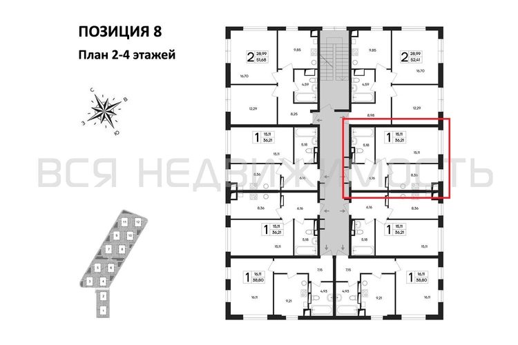 1-комнатная квартира, 34.81кв.м - изображение 1