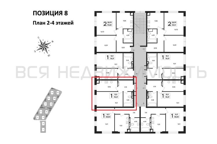 1-комнатная квартира, 34.81кв.м - изображение 1