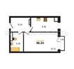 1-комнатная квартира, 36.21кв.м - изображение 1 1-комнатная квартира, 36.21кв.м - изображение 1