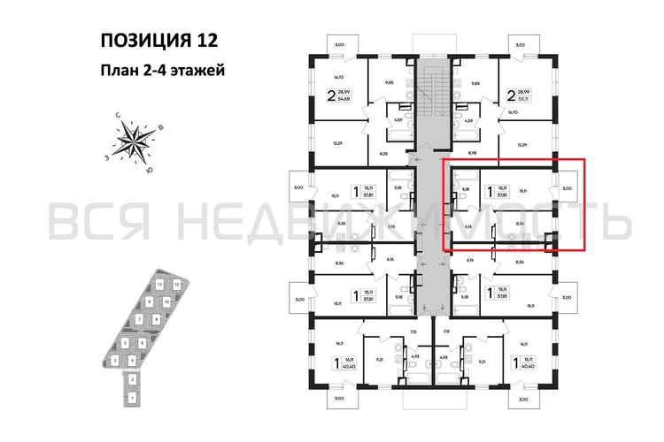 1-комнатная квартира, 37.81кв.м - изображение 1