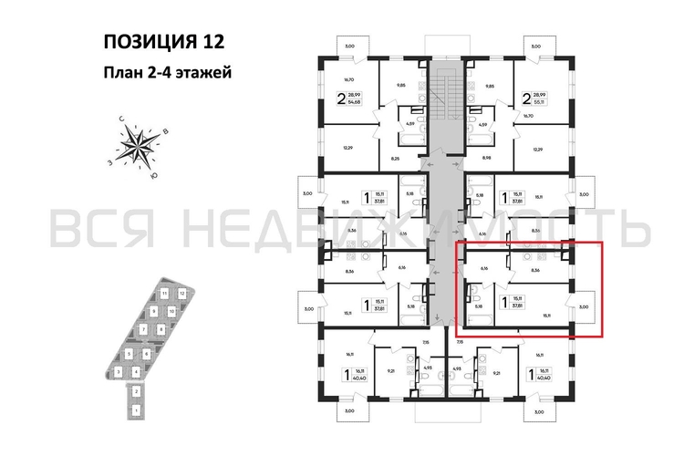 1-комнатная квартира, 37.81кв.м - изображение 1
