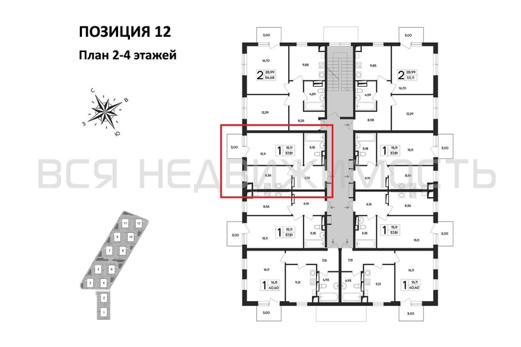 1-комнатная квартира, 37.81кв.м - изображение 1