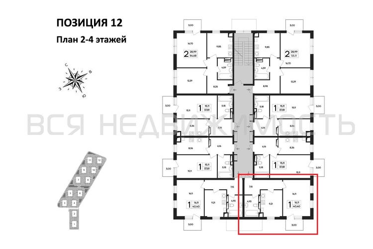 1-комнатная квартира, 40.4кв.м - изображение 1