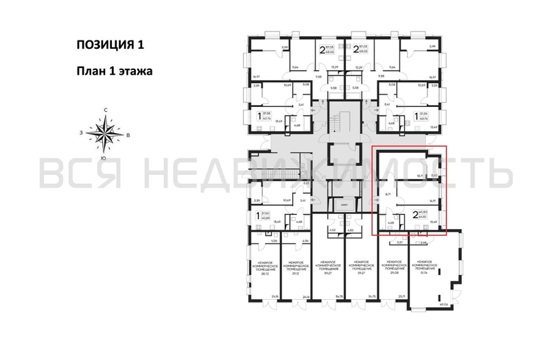 1-комнатная квартира, 64.1кв.м - изображение 1