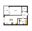 1-комнатная квартира, 38.04кв.м - изображение 1