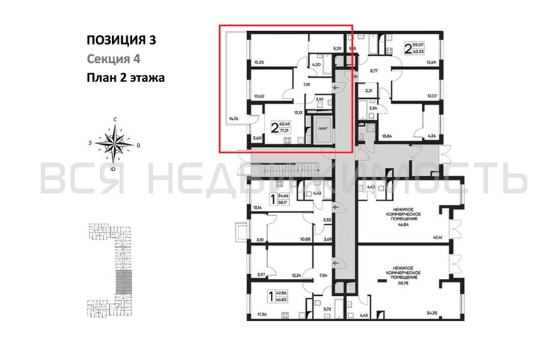 2-комнатная квартира, 77.21кв.м - изображение 1