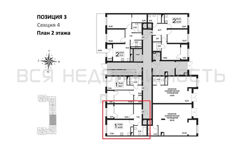 1-комнатная квартира, 46.83кв.м - изображение 1