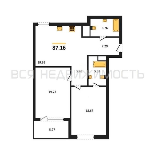 2-комнатная квартира, 87.16кв.м - изображение 0