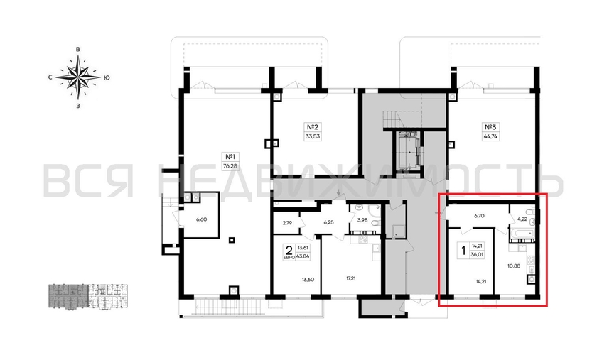 1-комнатная квартира, 36.01кв.м - изображение 1