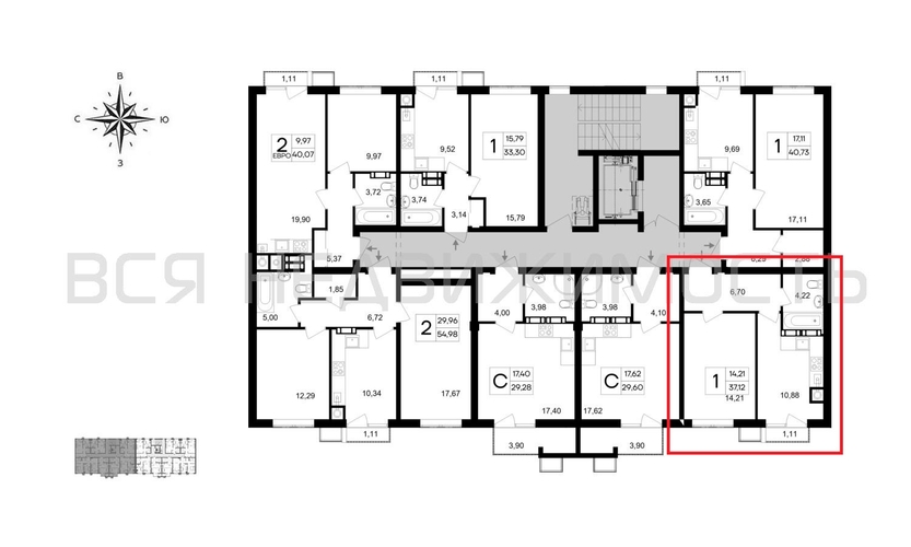 1-комнатная квартира, 37.12кв.м - изображение 1