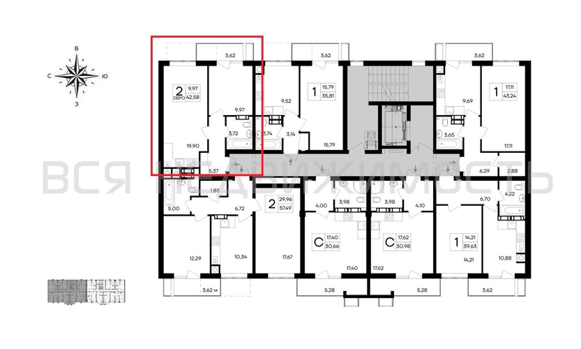 1-комнатная квартира, 42.58кв.м - изображение 1