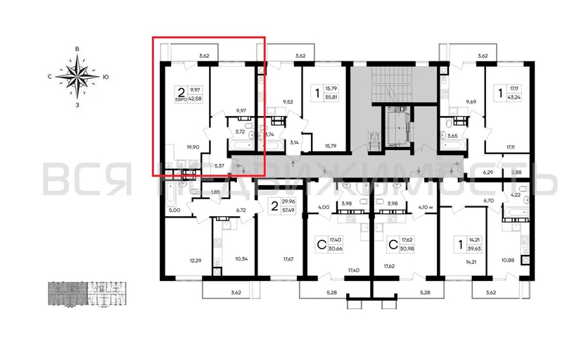 1-комнатная квартира, 42.58кв.м - изображение 1