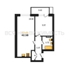 1-комнатная квартира, 42.58кв.м - изображение 1 1-комнатная квартира, 42.58кв.м - изображение 1