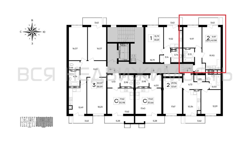 1-комнатная квартира, 42.58кв.м - изображение 1