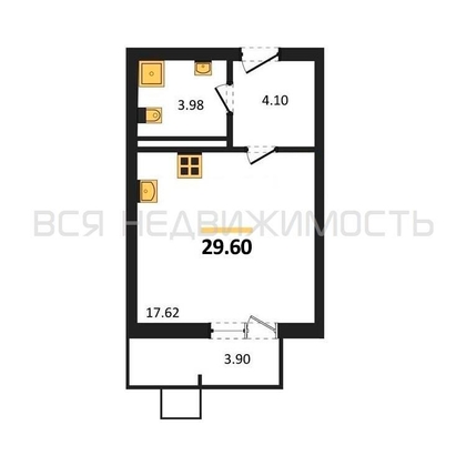 квартира-студия, 29,6кв.м. - изображение