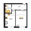 1-комнатная квартира, 36.01кв.м - изображение 1