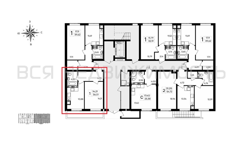 1-комнатная квартира, 36.01кв.м - изображение 1
