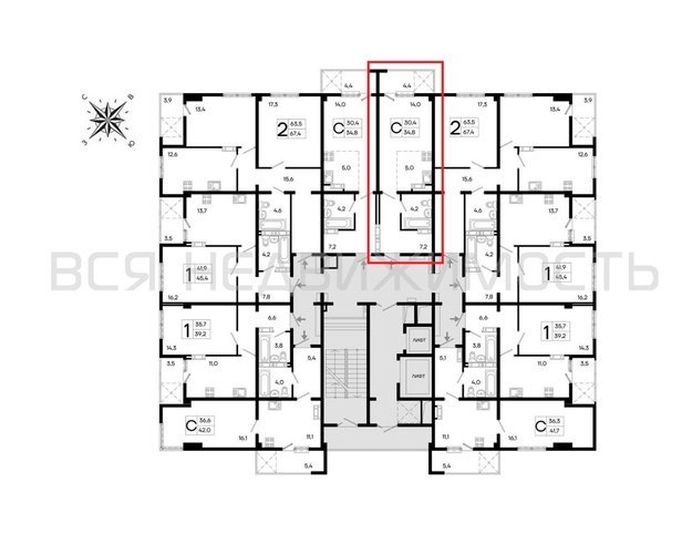квартира-студия, 34,8кв.м. - изображение 1