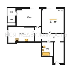 2-комнатная квартира, 67.3кв.м - изображение 1