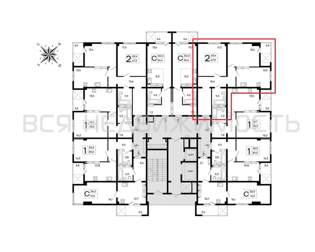 2-комнатная квартира, 67.3кв.м - изображение 1