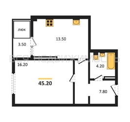 1-комнатная квартира, 45.2кв.м - изображение 1