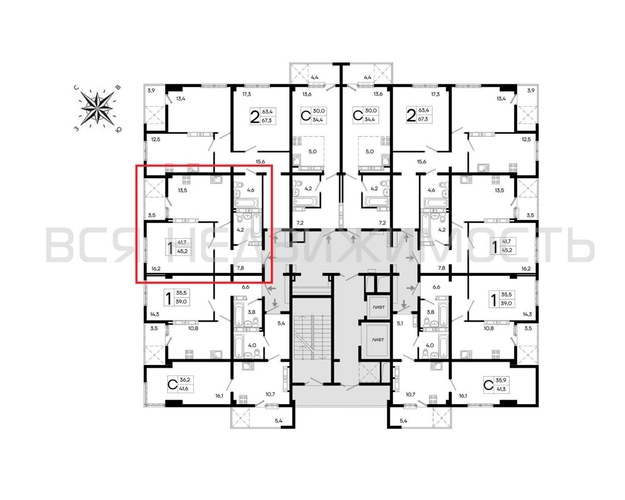 1-комнатная квартира, 45.2кв.м - изображение 1
