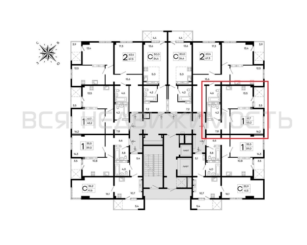 1-комнатная квартира, 45.2кв.м - изображение 1