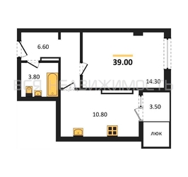 1-комнатная квартира, 39кв.м - изображение 1