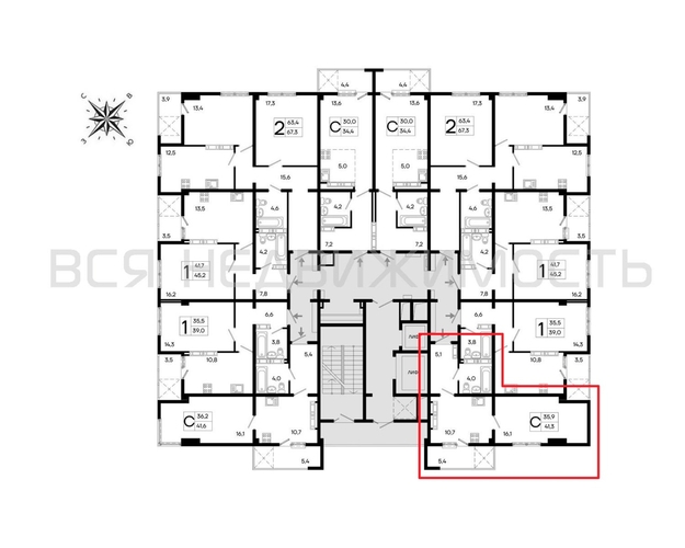 1-комнатная квартира, 41.3кв.м - изображение 1