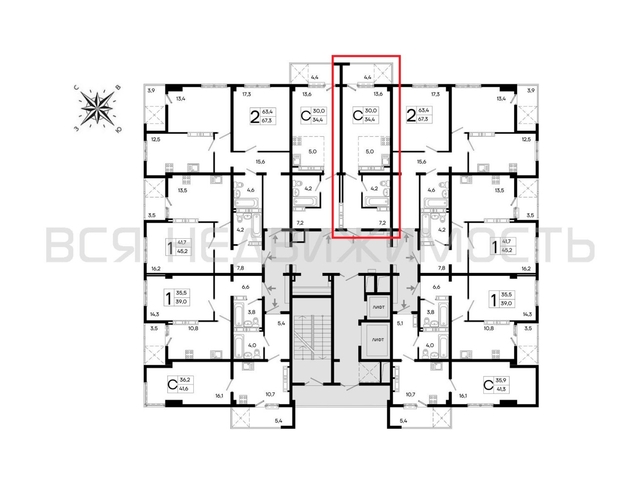 квартира-студия, 34,4кв.м. - изображение 1