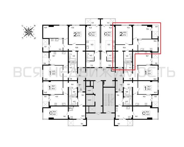 2-комнатная квартира, 67.4кв.м - изображение 1