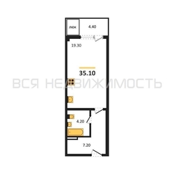 квартира-студия, 35,1кв.м. - изображение 1