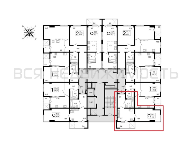1-комнатная квартира, 41.6кв.м - изображение 1