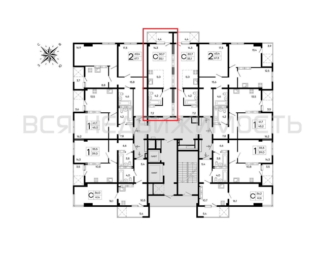 квартира-студия, 35,1кв.м. - изображение 1