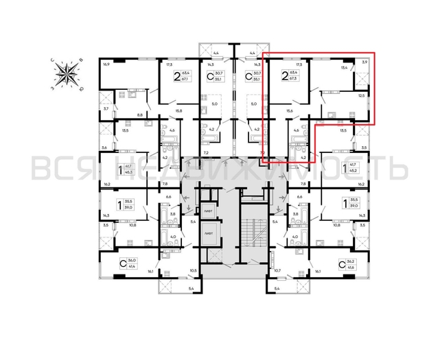 2-комнатная квартира, 67.3кв.м - изображение 1
