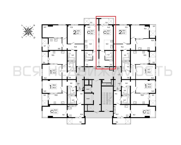 квартира-студия, 35,1кв.м. - изображение 1