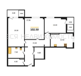 3-комнатная квартира, 102.5кв.м - изображение 1