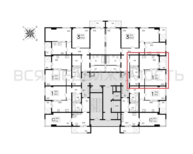 1-комнатная квартира, 45.2кв.м - изображение 1
