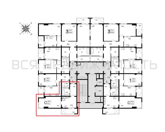 1-комнатная квартира, 41.4кв.м - изображение 1