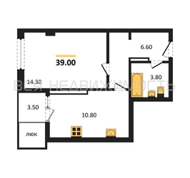 1-комнатная квартира, 39кв.м - изображение 1