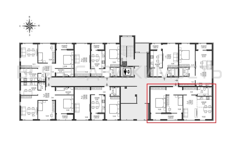2-комнатная квартира, 71.21кв.м - изображение 1