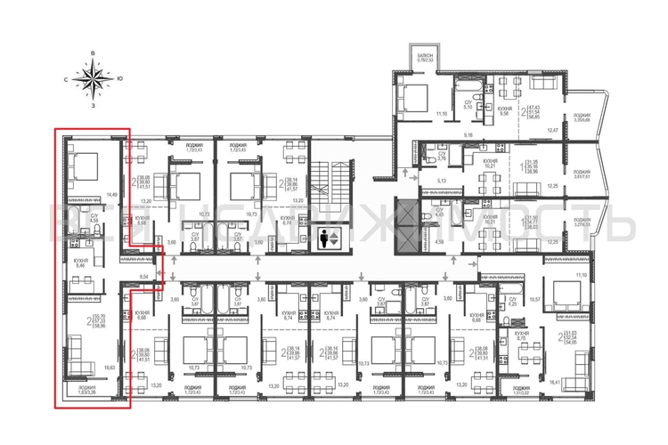 2-комнатная квартира, 58.96кв.м - изображение 1
