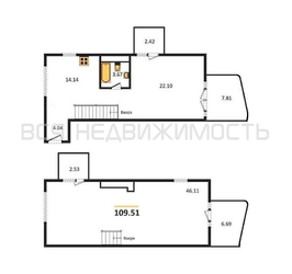 2-комнатная квартира, 109.51кв.м 2-комнатная квартира, 109.51кв.м - изображение 1