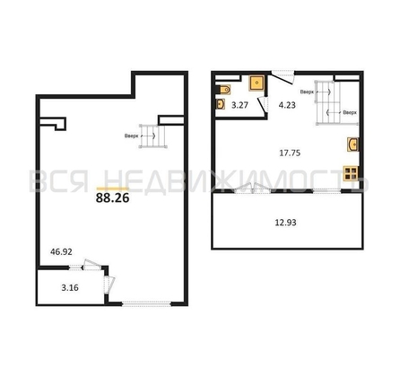 1-комнатная квартира, 88.26кв.м - изображение