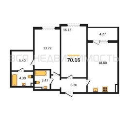 2-комнатная квартира, 70.16кв.м - изображение 1