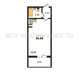 квартира-студия, 26,68кв.м. квартира-студия, 26,68кв.м. - изображение 1