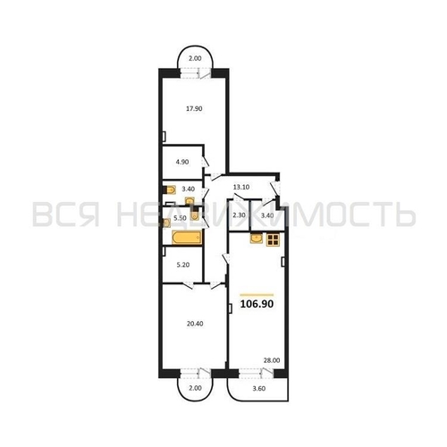 2-комнатная квартира, 106.9кв.м - изображение 0