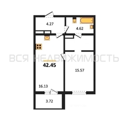 1-комнатная квартира, 42.45кв.м - изображение 1